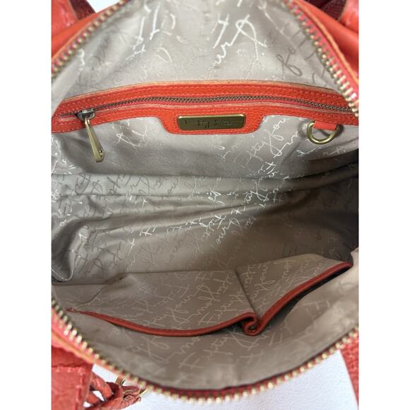 FOSSIL Fifty Four Leather Handbag Burnt Orange Clay Heavy Hardware Hobo Vintage - Picture 9 of 16